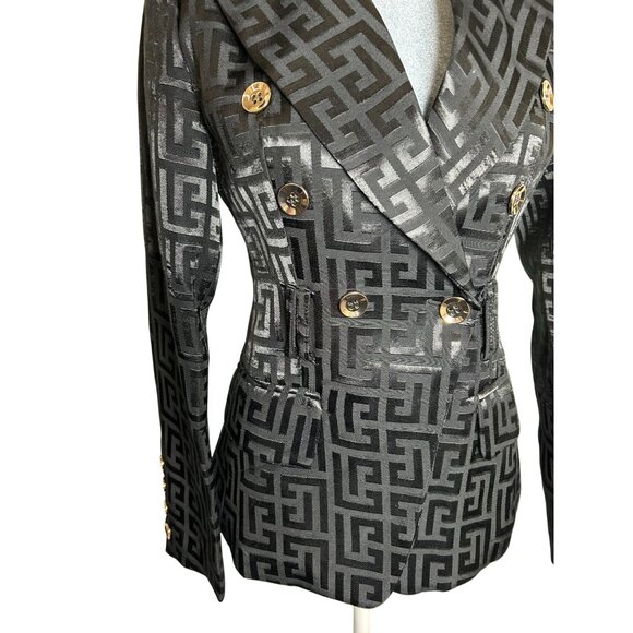 NWT Catwalk Koh-Tun Women's size Medium Black Patterned Double-Breasted Blazer - Picture 6 of 14